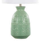 Claudia 20" Ceramic Accent Lamp - Set of 2 - Sage Green Ceramic, Polished Nickel, White Linen