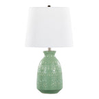 Claudia 20" Ceramic Accent Lamp - Set of 2 - Sage Green Ceramic, Polished Nickel, White Linen