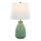 Claudia 20" Ceramic Accent Lamp - Set of 2 - Sage Green Ceramic, Polished Nickel, White Linen