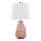 Claudia 20" Ceramic Accent Lamp - Set of 2 - Rose Tan Ceramic, Polished Nickel, White Linen