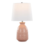 Claudia 20" Ceramic Accent Lamp - Set of 2 - Rose Tan Ceramic, Polished Nickel, White Linen