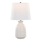 Claudia 20" Ceramic Accent Lamp - Set of 2 - Off-white Ceramic, Polished Nickel, White Linen