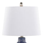 Rockwell 23" Ceramic Table Lamp - Set of 2 - Dark Blue Ceramic, Polished Nickel, White Linen