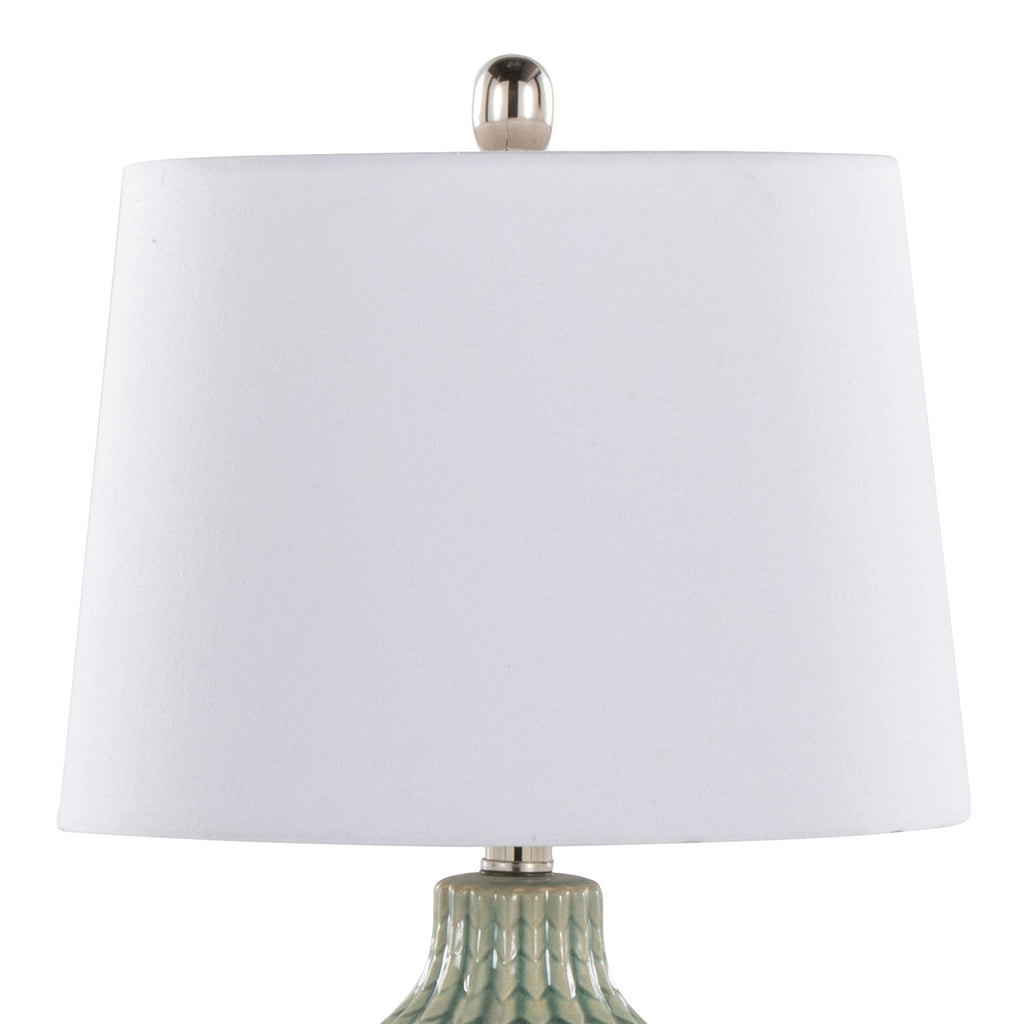 Rockwell 23.5" Ceramic Table Lamp - Set of 2 - Sage Crackle Ceramic, Polished Nickel, White Linen