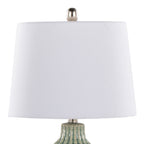 Rockwell 23.5" Ceramic Table Lamp - Set of 2 - Sage Crackle Ceramic, Polished Nickel, White Linen