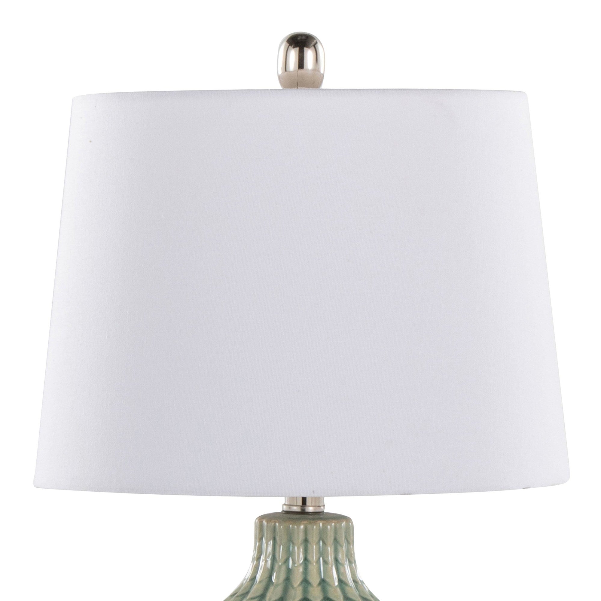 Rockwell 23.5" Ceramic Table Lamp - Set of 2 - Sage Crackle Ceramic, Polished Nickel, White Linen
