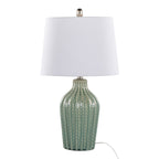 Rockwell 23.5" Ceramic Table Lamp - Set of 2 - Sage Crackle Ceramic, Polished Nickel, White Linen
