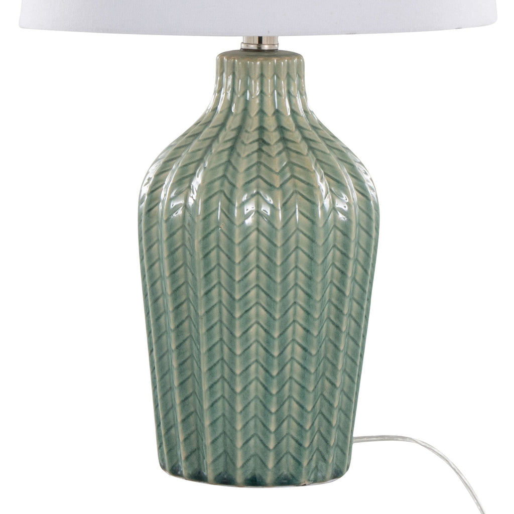Rockwell 23.5" Ceramic Table Lamp - Set of 2 - Sage Crackle Ceramic, Polished Nickel, White Linen