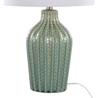 Rockwell 23.5" Ceramic Table Lamp - Set of 2 - Sage Crackle Ceramic, Polished Nickel, White Linen
