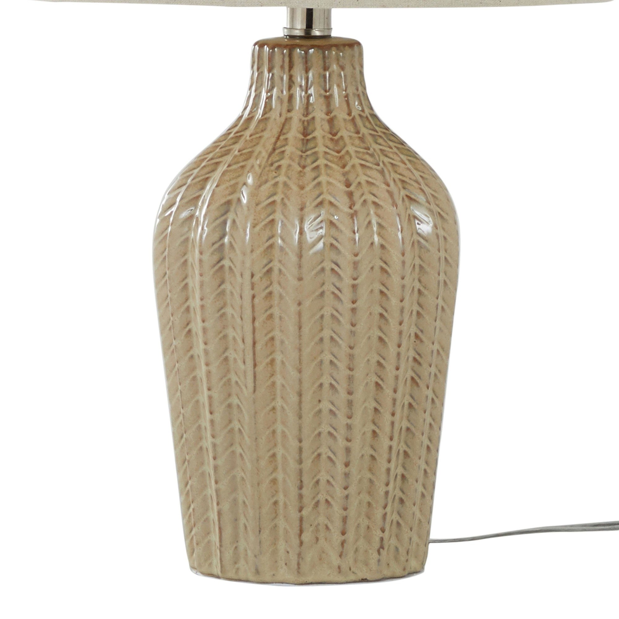 Rockwell 23.5" Ceramic Table Lamp - Set of 2 - Cuban Sand Ceramic, Polished Nickel, Natural Linen