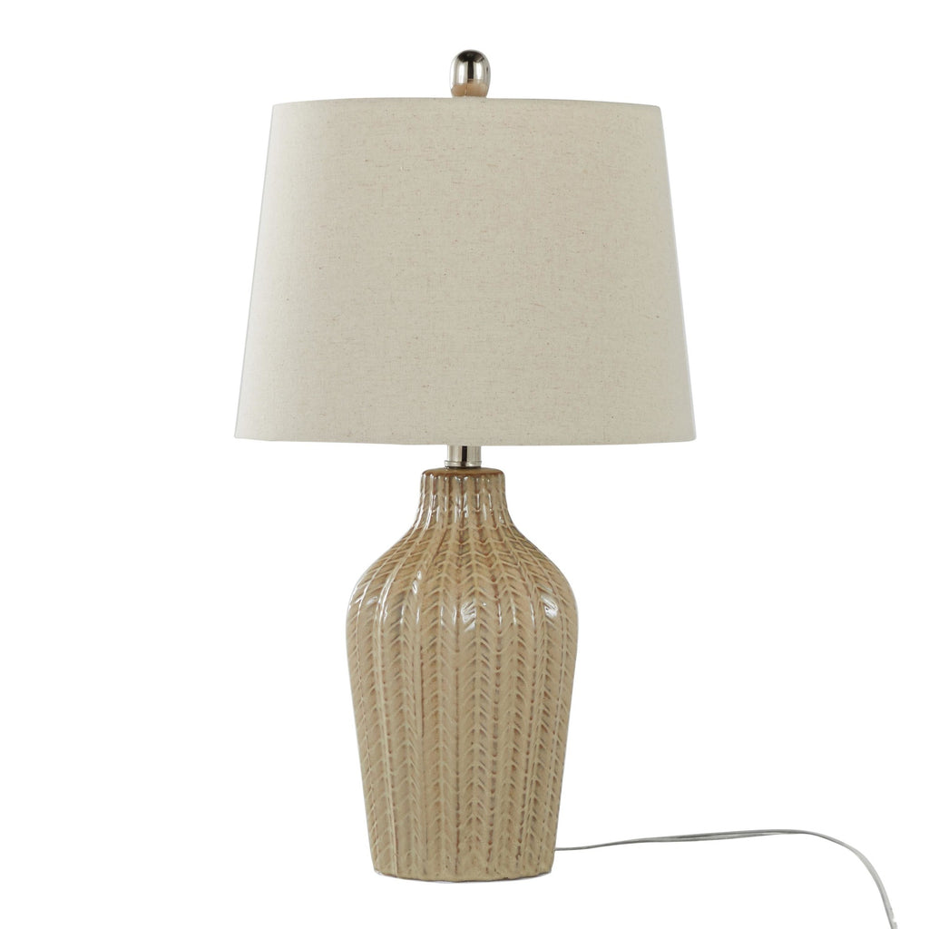 Rockwell 23.5" Ceramic Table Lamp - Set of 2 - Cuban Sand Ceramic, Polished Nickel, Natural Linen