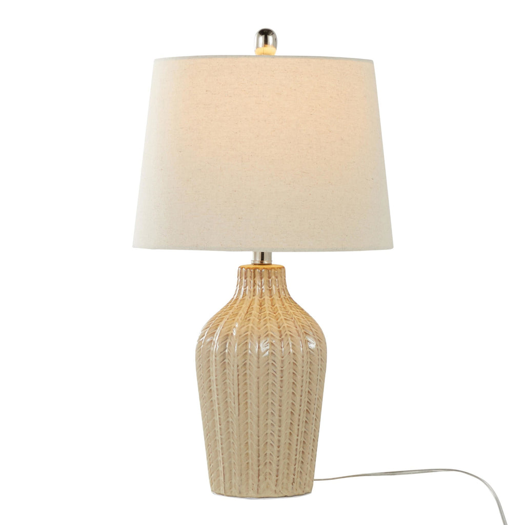 Rockwell 23.5" Ceramic Table Lamp - Set of 2 - Cuban Sand Ceramic, Polished Nickel, Natural Linen