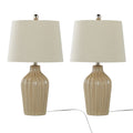 Rockwell 23.5" Ceramic Table Lamp - Set of 2 - Cuban Sand Ceramic, Polished Nickel, Natural Linen