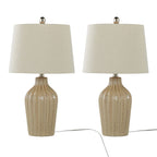 Rockwell 23.5" Ceramic Table Lamp - Set of 2 - Cuban Sand Ceramic, Polished Nickel, Natural Linen