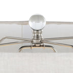 Onyx 30" Ceramic Table Lamp - Dark Grey Crackle Ceramic, Brushed Nickel, Clear Crystal, White Linen