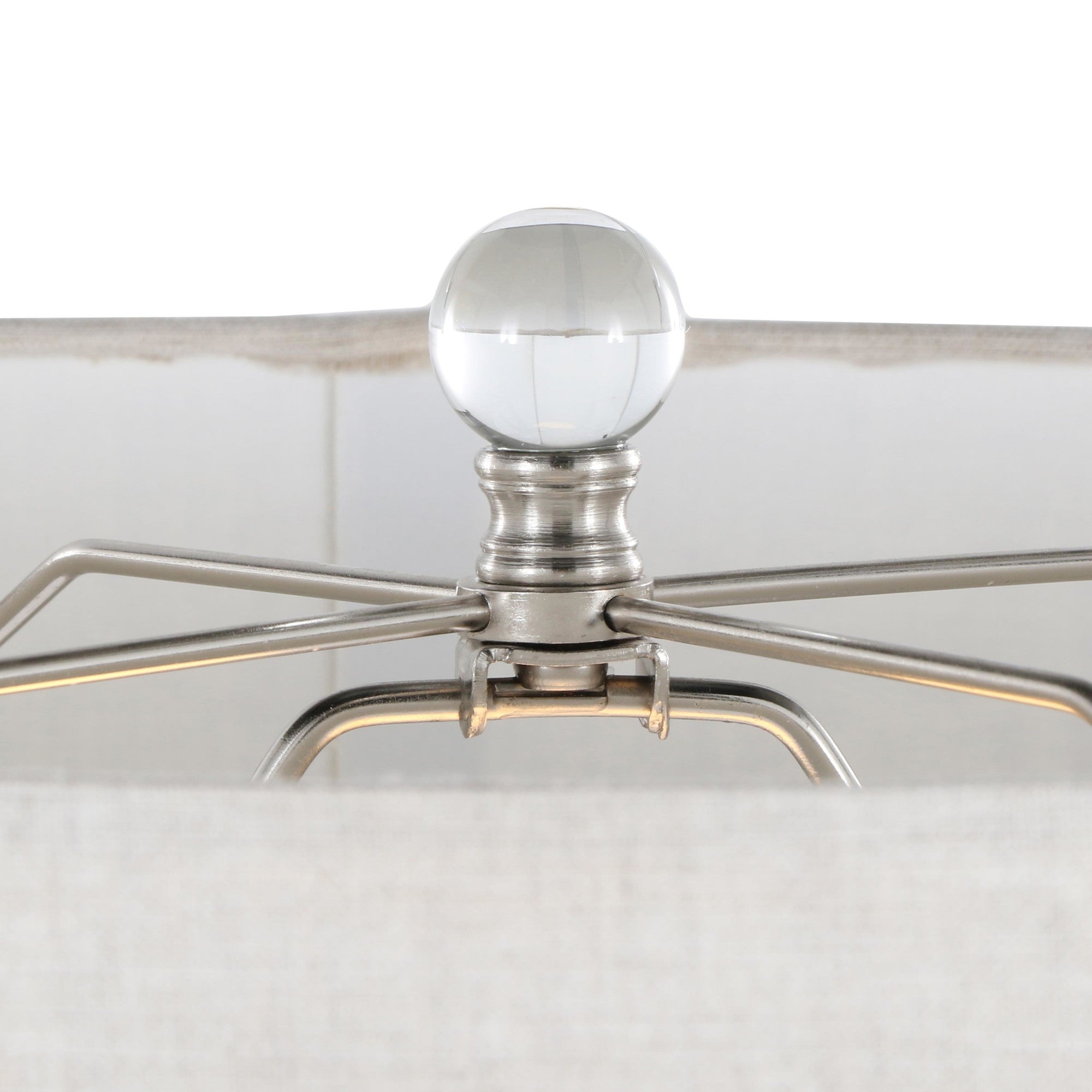 Onyx 30" Ceramic Table Lamp - Dark Grey Crackle Ceramic, Brushed Nickel, Clear Crystal, White Linen