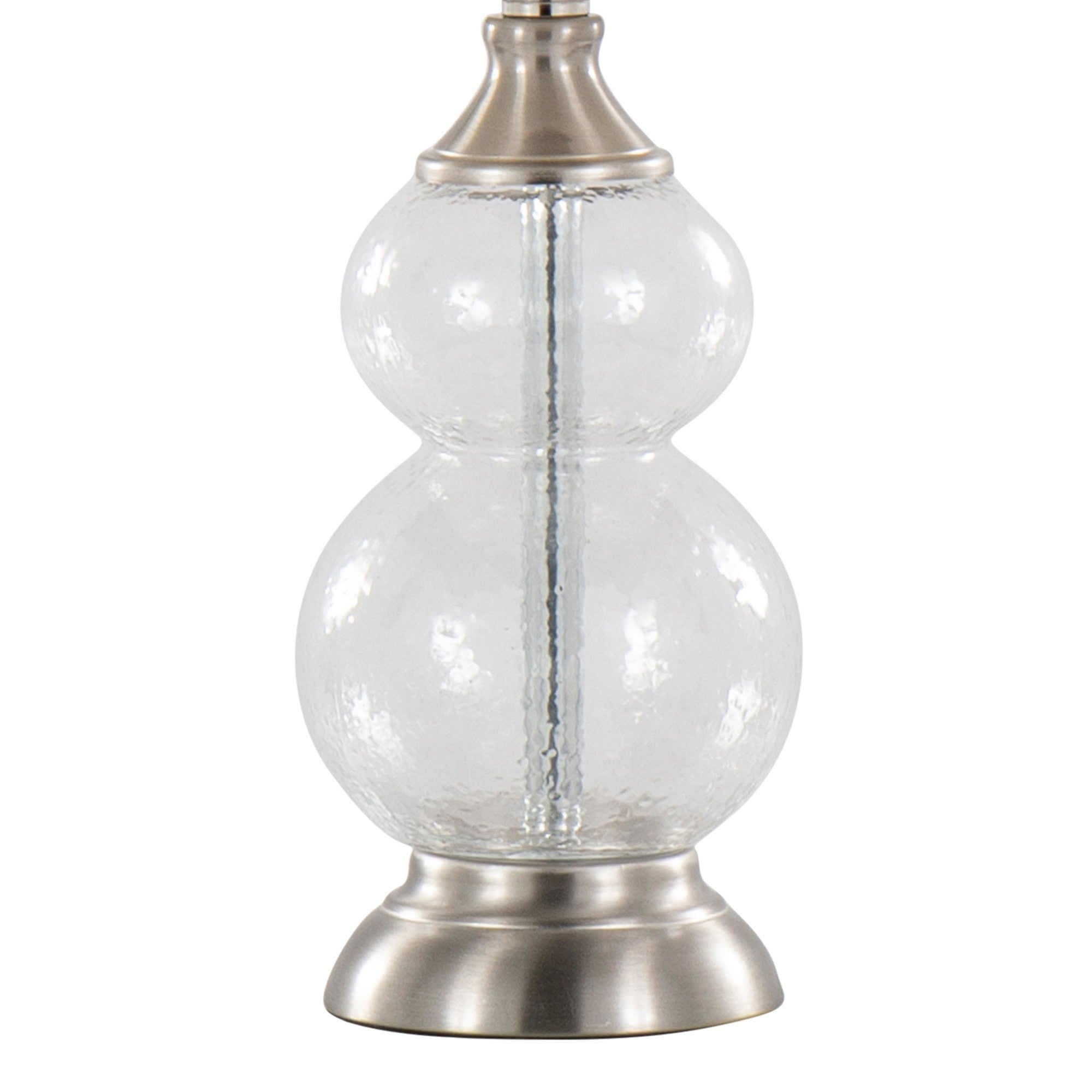 Belle 20" Glass Accent Lamp - Set of 2 - Clear Wrinkle Glass, Brushed Nickel, White Linen