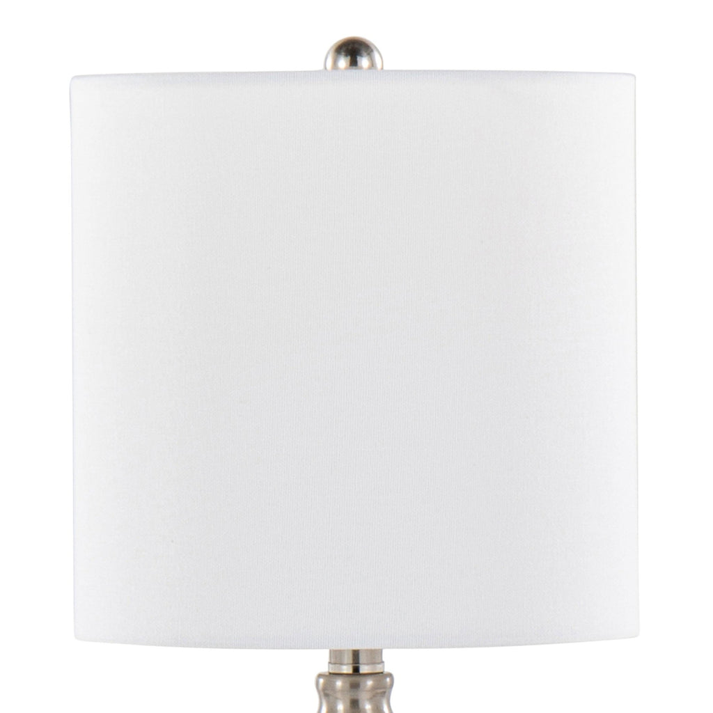 Belle 20" Glass Accent Lamp - Set of 2 - Clear Wrinkle Glass, Brushed Nickel, White Linen