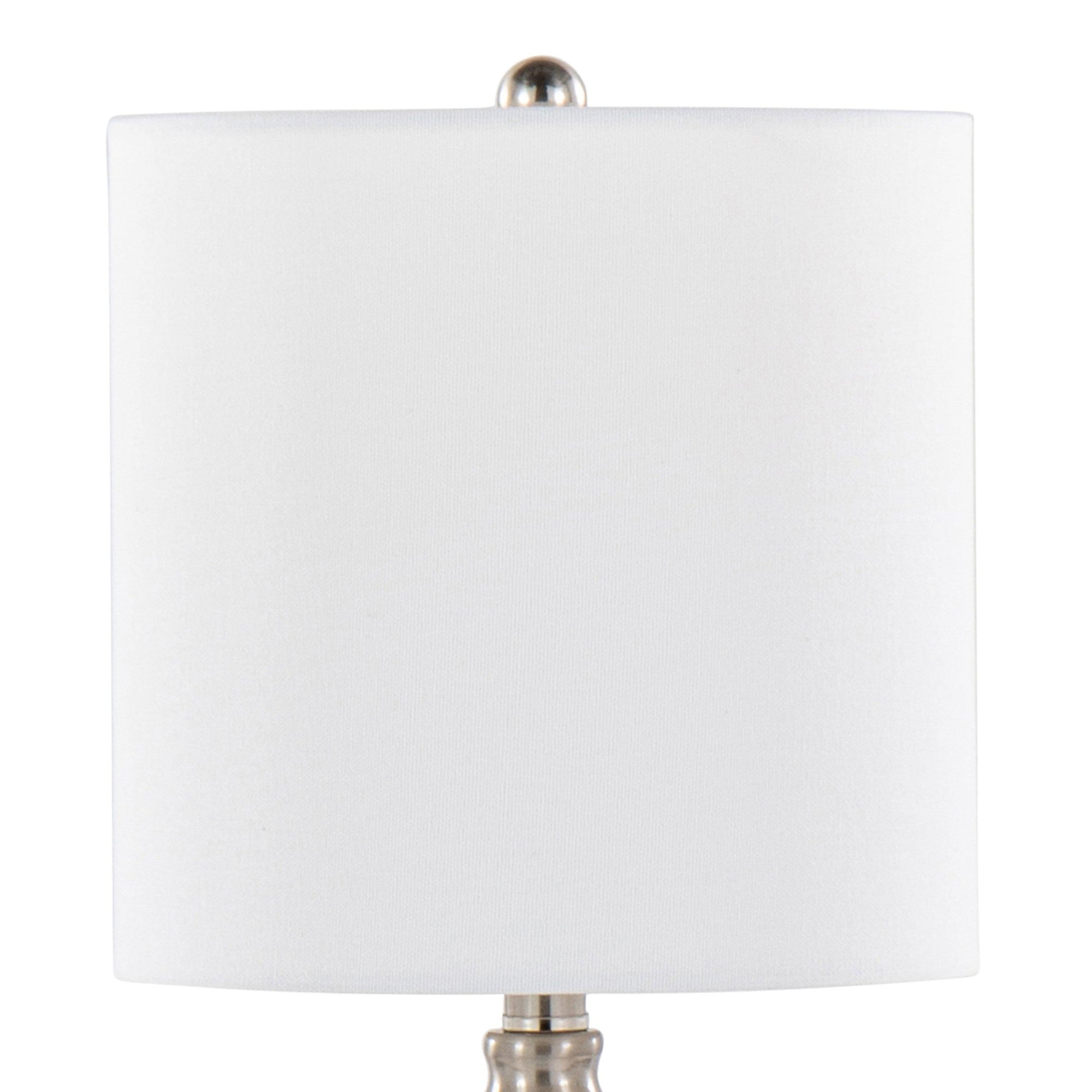 Belle 20" Glass Accent Lamp - Set of 2 - Clear Wrinkle Glass, Brushed Nickel, White Linen