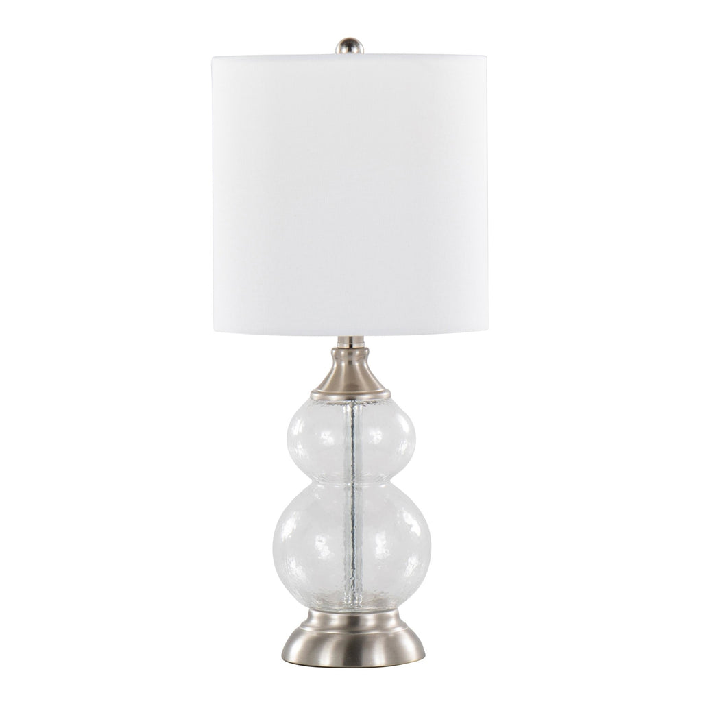 Belle 20" Glass Accent Lamp - Set of 2 - Clear Wrinkle Glass, Brushed Nickel, White Linen