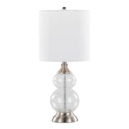 Belle 20" Glass Accent Lamp - Set of 2 - Clear Wrinkle Glass, Brushed Nickel, White Linen