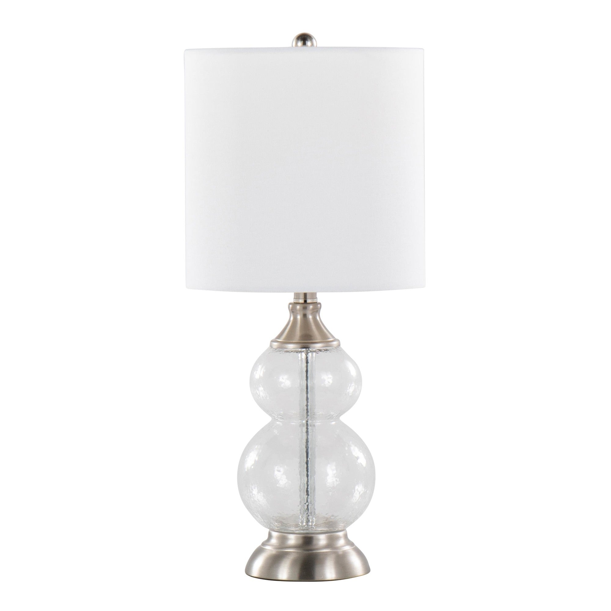 Belle 20" Glass Accent Lamp - Set of 2 - Clear Wrinkle Glass, Brushed Nickel, White Linen