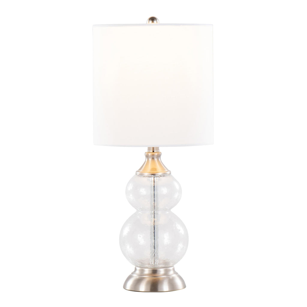 Belle 20" Glass Accent Lamp - Set of 2 - Clear Wrinkle Glass, Brushed Nickel, White Linen