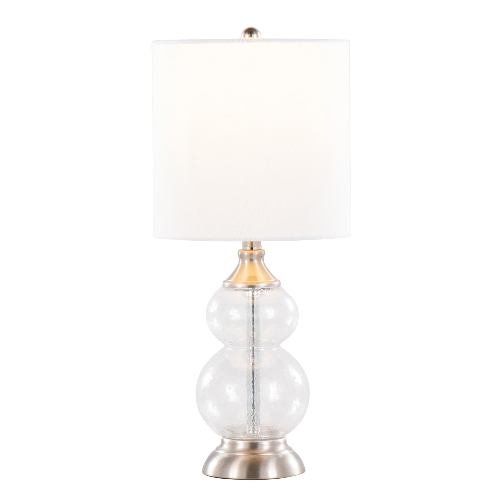 Belle 20" Glass Accent Lamp - Set of 2 - Clear Wrinkle Glass, Brushed Nickel, White Linen