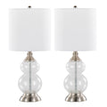 Belle 20" Glass Accent Lamp - Set of 2 - Clear Wrinkle Glass, Brushed Nickel, White Linen