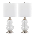 Belle 20" Glass Accent Lamp - Set of 2 - Clear Wrinkle Glass, Brushed Nickel, White Linen