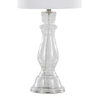 Bishop 24" Glass Table Lamp - Set of 2 - Clear Seeded Glass, Brushed Nickel, White Linen