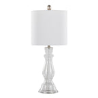 Bishop 24" Glass Table Lamp - Set of 2 - Clear Seeded Glass, Brushed Nickel, White Linen