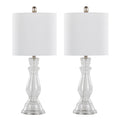 Bishop 24" Glass Table Lamp - Set of 2 - Clear Seeded Glass, Brushed Nickel, White Linen