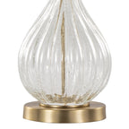 Jenny 27" Glass Table Lamp - Set of 2 - Clear Crackle Glass, Gold Metal, White Linen
