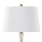 Jenny 27" Glass Table Lamp - Set of 2 - Clear Crackle Glass, Gold Metal, White Linen