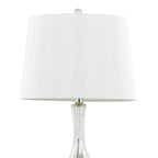 Jenny 27" Glass Table Lamp - Set of 2 - Silver Crackle Glass, Chrome Metal, White Linen
