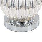 Jenny 27" Glass Table Lamp - Set of 2 - Silver Crackle Glass, Chrome Metal, White Linen