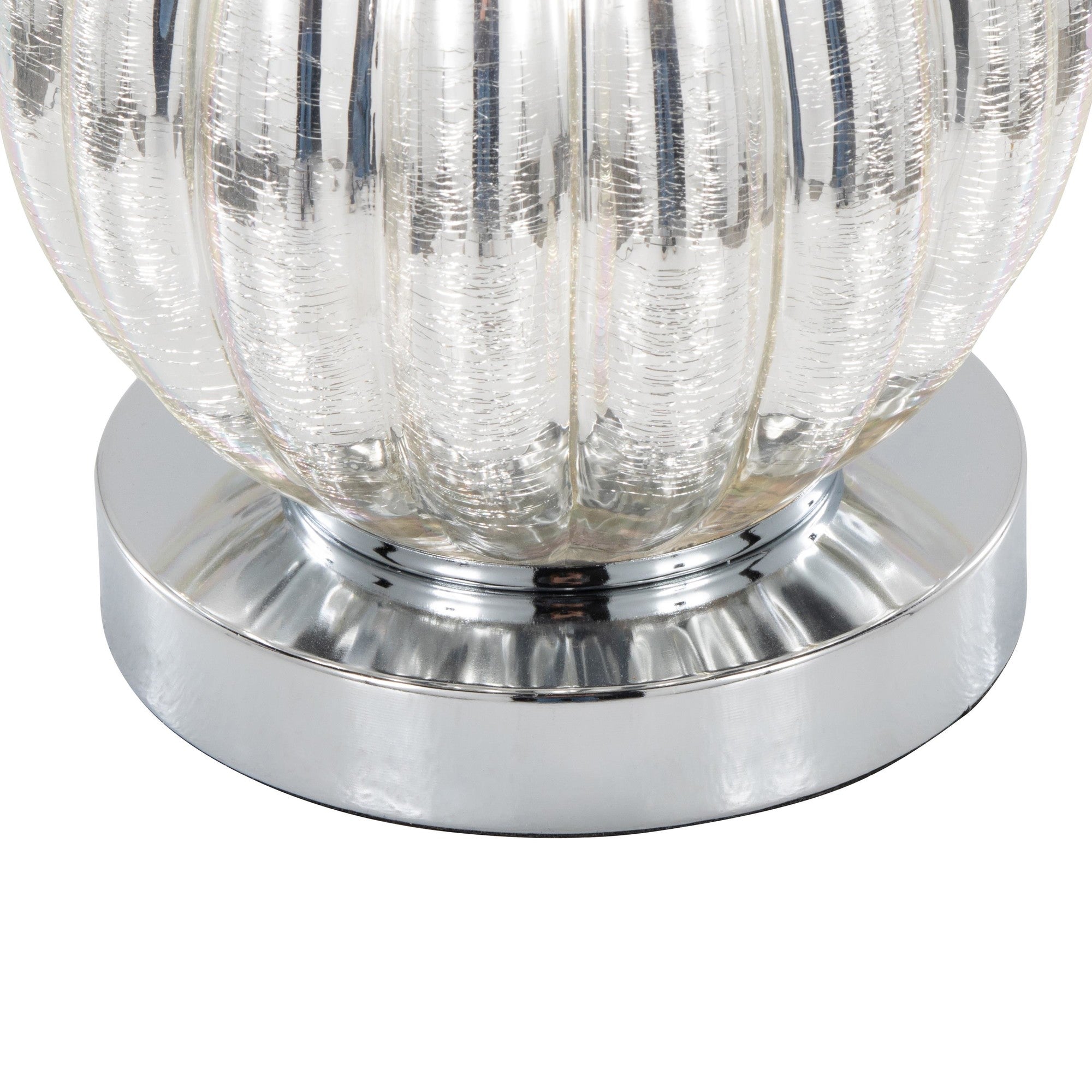 Jenny 27" Glass Table Lamp - Set of 2 - Silver Crackle Glass, Chrome Metal, White Linen