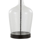 Botella 28" Glass Table Lamp With Usb - Set of 2 - Clear Dimpled Glass, Oil Bronze Metal, Natural Linen