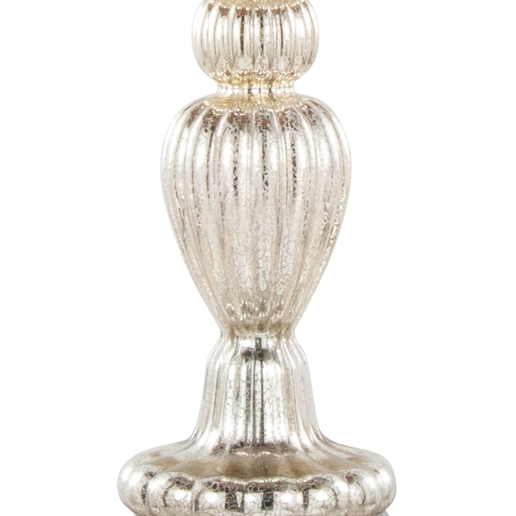 Spade 30" Glass Table Lamp - Set of 2 - Mercury Glass, Brushed Nickel, Natural Linen