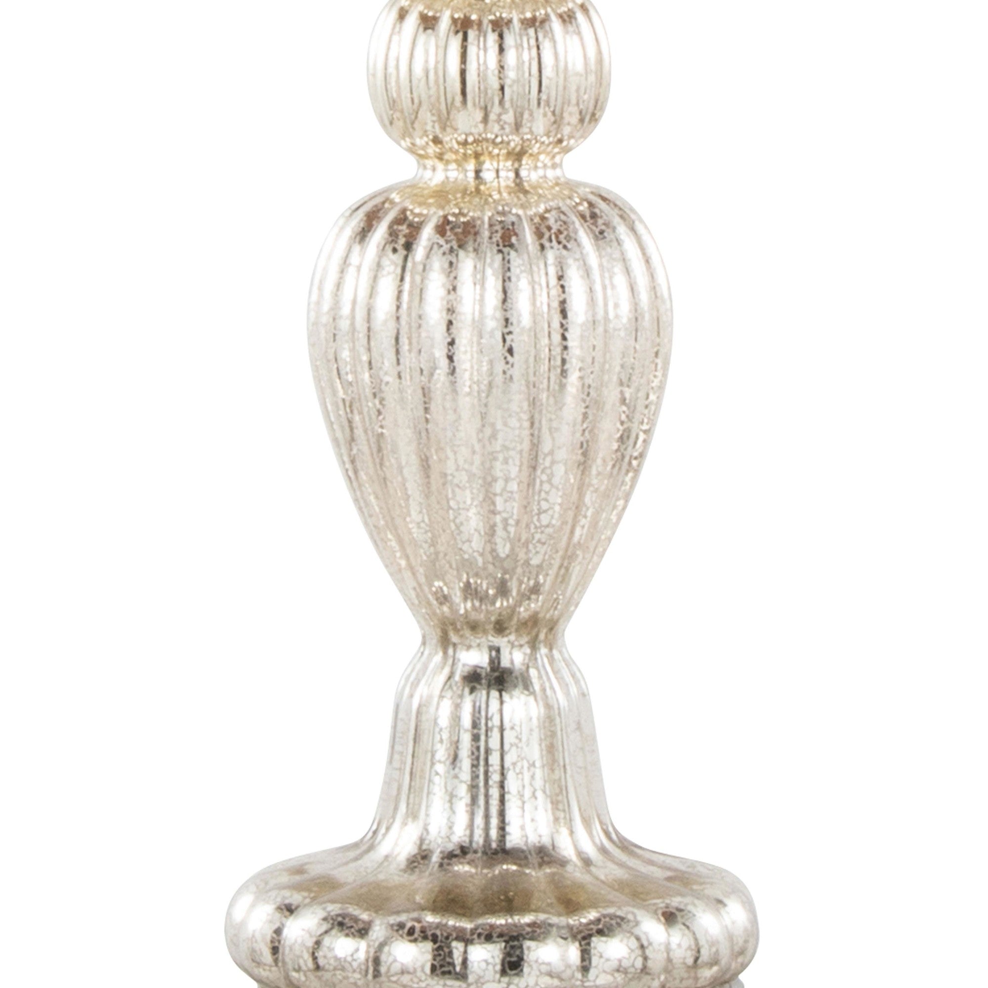 Spade 30" Glass Table Lamp - Set of 2 - Mercury Glass, Brushed Nickel, Natural Linen