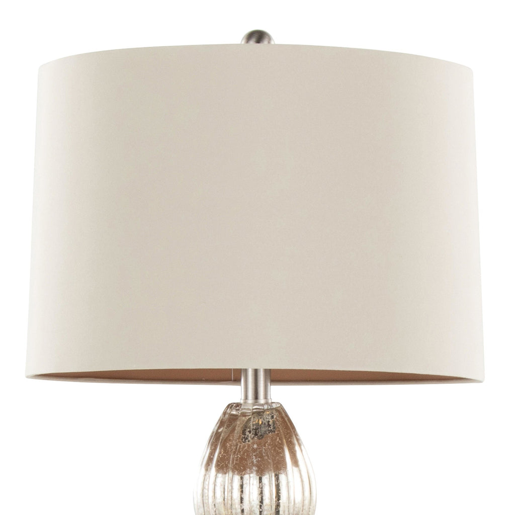 Spade 30" Glass Table Lamp - Set of 2 - Mercury Glass, Brushed Nickel, Natural Linen