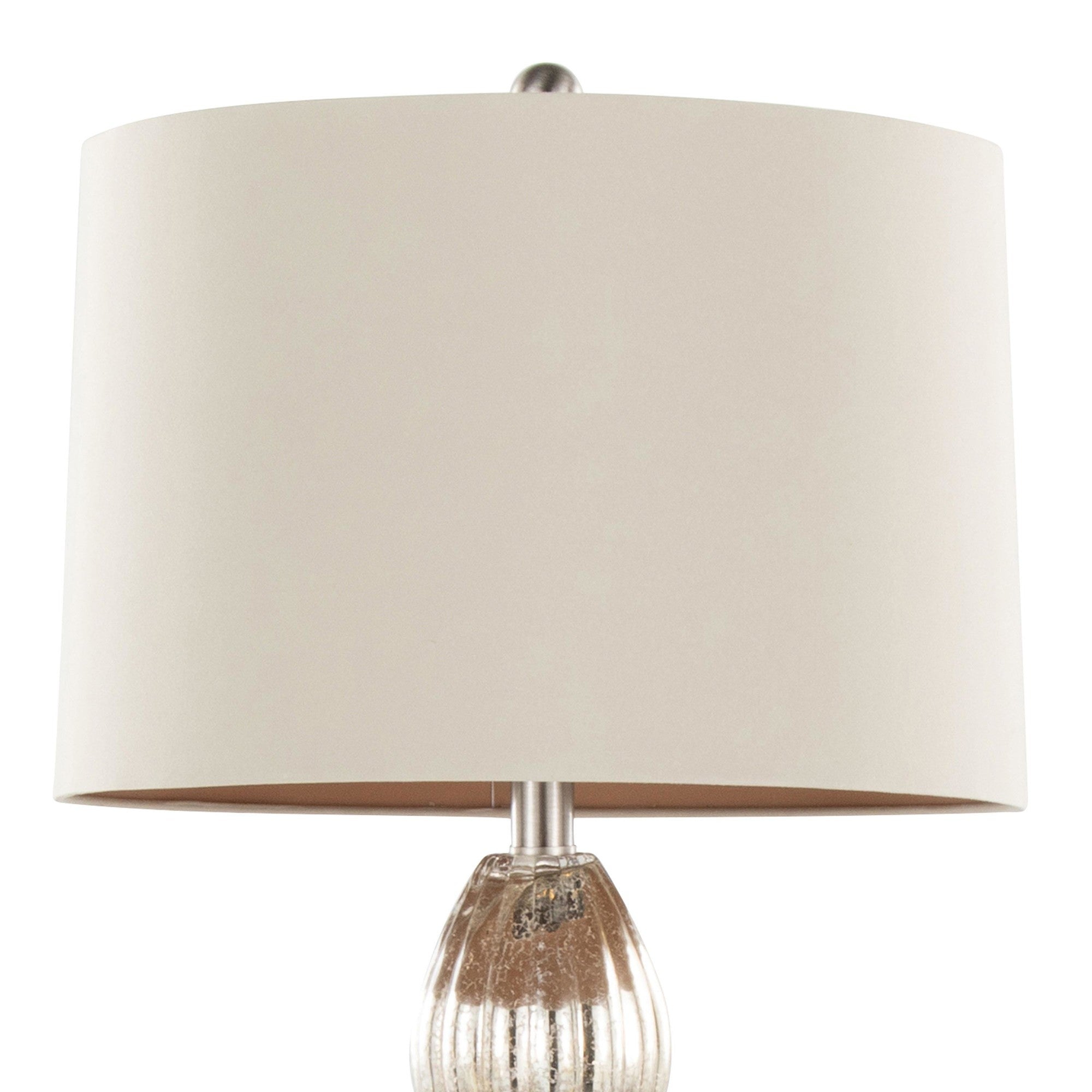 Spade 30" Glass Table Lamp - Set of 2 - Mercury Glass, Brushed Nickel, Natural Linen