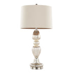 Spade 30" Glass Table Lamp - Set of 2 - Mercury Glass, Brushed Nickel, Natural Linen