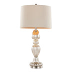 Spade 30" Glass Table Lamp - Set of 2 - Mercury Glass, Brushed Nickel, Natural Linen
