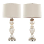 Spade 30" Glass Table Lamp - Set of 2 - Mercury Glass, Brushed Nickel, Natural Linen