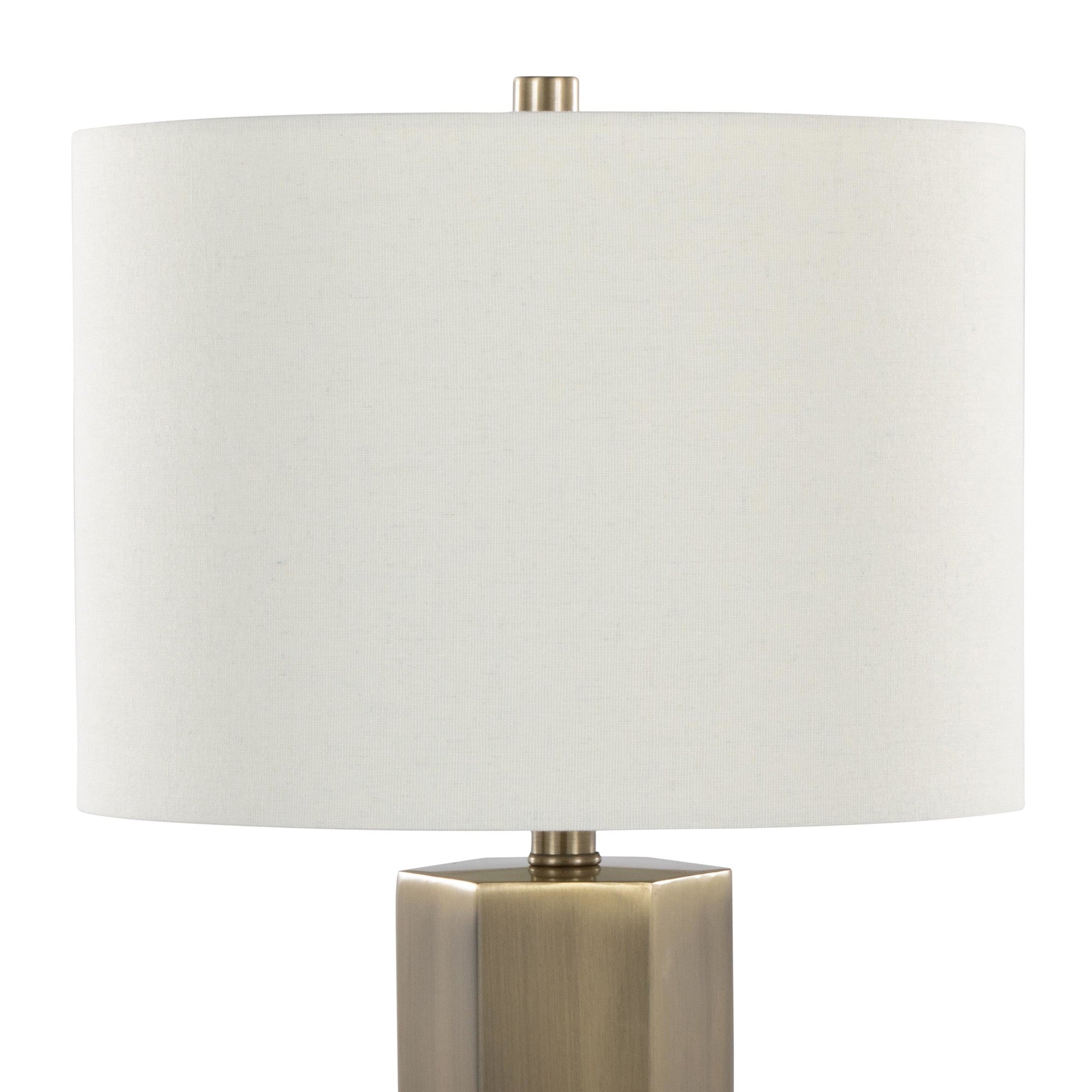 Huit 26" Metal Table Lamp - Set of 2 - Antique Brass, White Linen