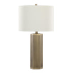 Huit 26" Metal Table Lamp - Set of 2 - Antique Brass, White Linen