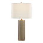 Huit 26" Metal Table Lamp - Set of 2 - Antique Brass, White Linen