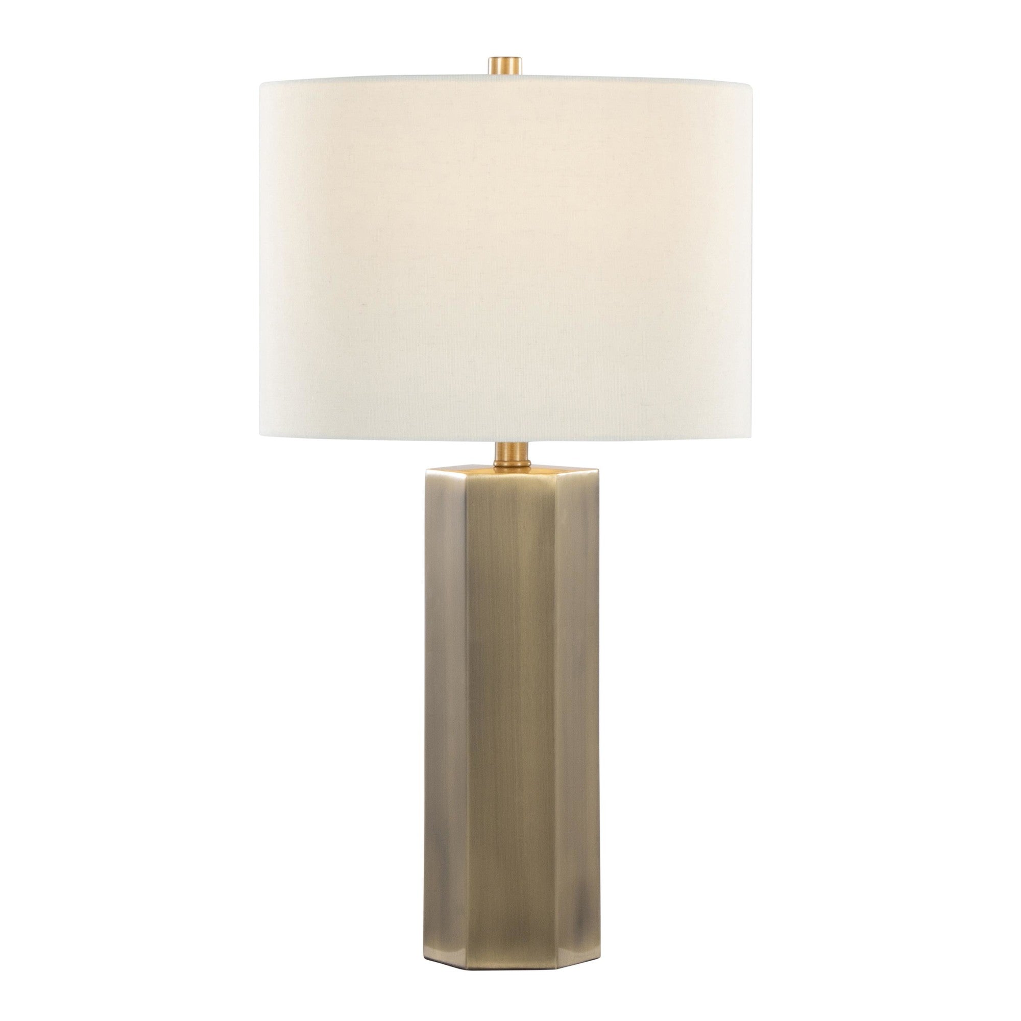 Huit 26" Metal Table Lamp - Set of 2 - Antique Brass, White Linen